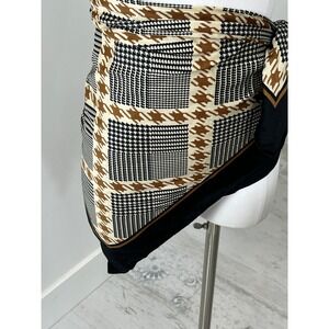 Large Houndstooth Scarf‎ Brown Black 34"x35"